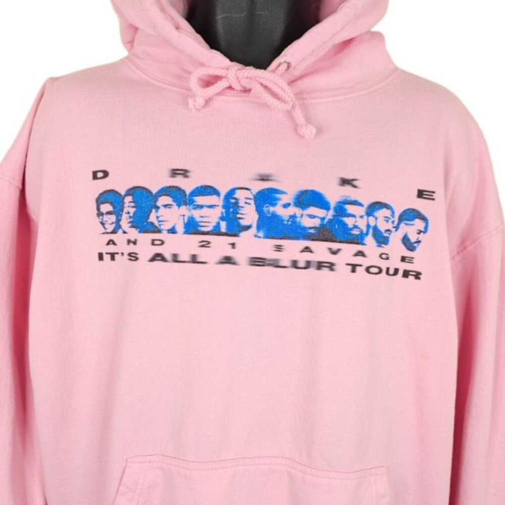 Drake Sweatshirt Hoodie Mens Size XL Pink 21 Savage Its All A Blur Tour IAAB